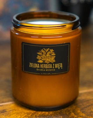 Świeca sojowa - zielona hebrata z miętą