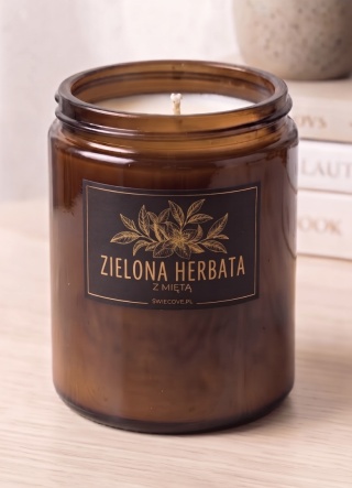 Świeca sojowa - zielona hebrata z miętą